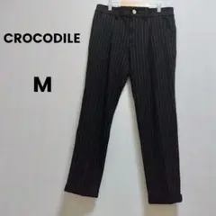 クロコダイル【M】ストライプ　パンツ【美品】ロゴマーク　　通勤　通学　ワニ