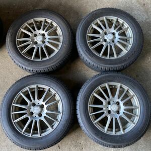 【溝アリ】スタッドレスタイヤ 4本セット 185/65R15 TOYO 15×5.5J +42 4穴 PCD100 Weds アクア フリード ノート ｂB等