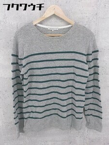 ◇ green label relaxing UNITED ARROWS ウール ボーダー 長袖 ニット セーター サイズM グレー グリーン メンズ