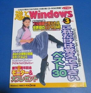 は58)遊ぶWindows1996年3月号　CD-ROM付き　細川直美、マイクロソフトサポートが明かすこれだけは覚えて下さいベスト30