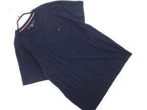 ネコポスOK TOMMY HILFIGER トミーヒルフィガー ロゴ 刺繍 Tシャツ sizeS/紺 ■◆ ☆ efc0 メンズ