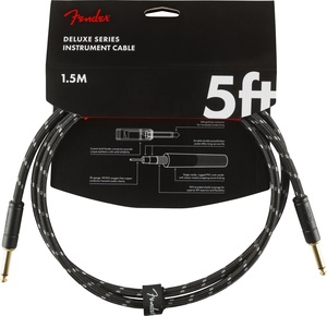 Fender　フェンダー 24K金メッキコネクター　シールド　Deluxe Series Deluxe Tweed Cable　ブラック　1.5m　ケーブル