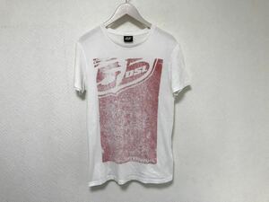 本物ディーゼルDIESEL55DSLコットンロゴプリント半袖Tシャツアメカジサーフビジネスメンズ白ホワイトS