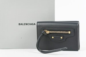 【新品同様・未使用】BALENCIAGA バレンシアガ ミニウォレット コンパクト財布 ブランド小物 ブラック【PX96】