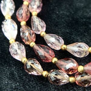 1円〜スタート!!K18!!［ピンクトルマリンネックレス］ n ◎約11.2g 天然石 アクセサリー tourmaline accessory necklace CB3