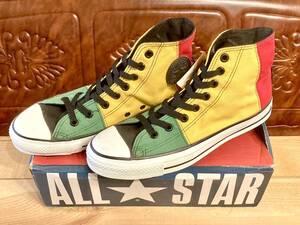 ★☆90s!USA!レア!converse ALL STAR ラスターカラー 緑/黄/赤/黒 8.5 27cm コンバース オールスター ハイカット デッド ビンテージ 247★