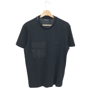 未使用品◆DOLCE&GABBANA ドルチェ&ガッバーナ 半袖カットソー Tシャツ サイズ:46◆ ブラック メンズ ポケットデザイン ロゴ刺繍