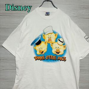 【入手困難】三匹の子豚　Tシャツ　XLサイズ　90s ヴィンテージ　海外輸入　半袖　ゆったり　オーバーサイズ　一点物　キャラクター