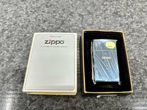 送料無料h57555 Zippo ジッポ プレーン TITANIUM PLATED ブルー スリム 2002年 未使用品