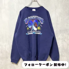 古着 used　90s　1996　Hanes ヘインズ　長袖プリントスウェット　トレーナー　ネイビー　レトロ　ヴィンテージ