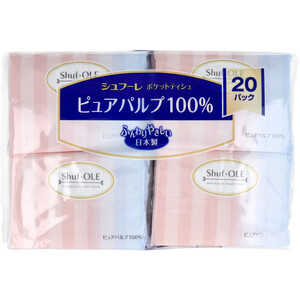 【まとめ買う】シュフレー ピュアパルプ100% ポケットティシュ 20枚(10組)×20パック×20個セット