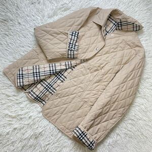 極美品 48サイズ 大きいサイズ BURBERRY バーバリーロンドン キルティングジャケット コート ノバチェック13号 15号 ベージュ 国内正規品 