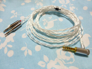 MDR-Z7 Z1R T1 2nd 3rd 用 6N純銀撚り線 + 銀メッキOFC 八芯 ブレイド編み 4.4mm5極 L字コネクタ ( A800 DENON FOCAL STELLIA T3-01 対応可