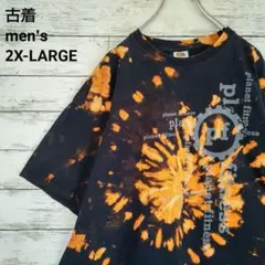 古着 フルーツオブザルーム Tシャツ タイダイ ビッグサイズ ブリーチ 黒2XL