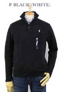 新品 ポロ ラルフ アウトレット XSサイズ コットン ハイネック セーター モックネック P BLACK (WHITE) 6995 polo ralph lauren