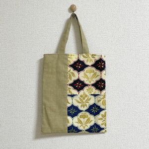 ハンドメイド　小さな手提げバッグ★和柄　ベージュ