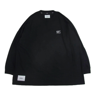 WTAPS ダブルタップス 241ATDT-CSM20 OBJ 05 LS COTTON. FORTLESS ロゴ プリント ロングスリーブ 長袖 Tシャツ ブラック系 02【中古】