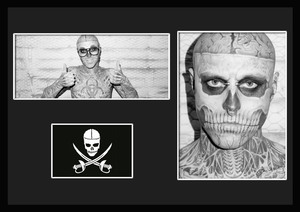 10種類!Rick Genest/リック・ジェネスト/Zombie Boy/ゾンビボーイ/刺青タトゥーモデル/証明書付きフレーム/BW/モノクロ/ディスプレイ(2-3W)