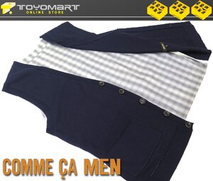 3012●コムサメン COMME CA MEN●新品　AA07　ニット素材 ジレ/ベスト　ネイビー/M　定価14300円　サンプル品