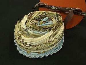 1円 ■美品■ HERMES エルメス LA PROMENADE DE LONGCHAMPS 【ロンシャンへの散歩】カレプリセ プリーツ 大判 スカーフ ブルー系 FF8560