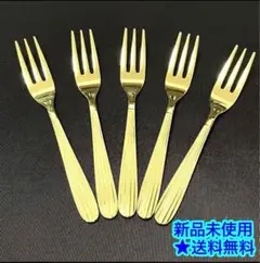 ⭐️新品未使用⭐️金色★ヒメフォーク★フルーツフォーク★fruit fork★5本