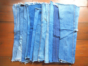 ビンテージ60’s70’s●Levi’sデニムスクラップ12点セット●241018k3-fbr 1960s1970sリーバイスリメイクファブリックシングルステッチ