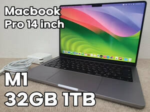 【美品】Apple MacBook Pro 14(2021, A2442) M1 PRO / RAM 32GB / SSD 1TB / スペースグレー / 充放電回数 : 25 [MC049]