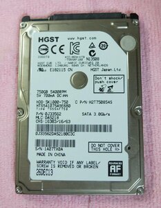 HGST 2.5インチ HDD 750GB 使用時間 2,474H