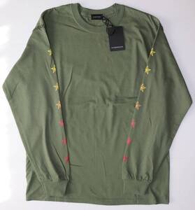 定価16000 新品 本物 OVERDESIGN トップス スウェット DOUBLE L/S "SUNSET STAR" P19042330LS L オーバーデザイン 1036