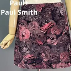 日本製 Paul Smith ポールスミス 膝丈 スカート 花柄 バラ 薔薇 M