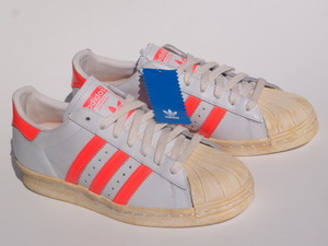 デッド!! 25.5cm 新品 13年 adidas スーパースター 80s SUPERSTAR 80s 白ｘピンク ビンテージ加工