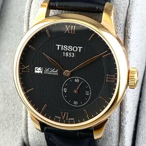 【1円〜】TISSOT ティソ 腕時計 メンズ AT 自動巻 ル・ロックル ブラック文字盤 ゴールド ラウンドフェイス 裏スケ デイト 可動品