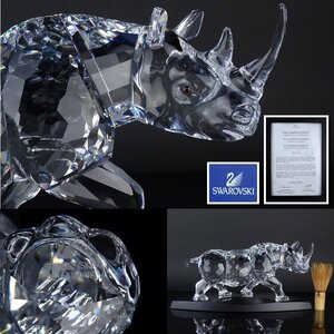 【扇屋】スワロフスキー 2008年度限定版 The Rhinoceros サイ 高さ 約14cm 幅 約31cm×約9cm ガラス 置物 E-3