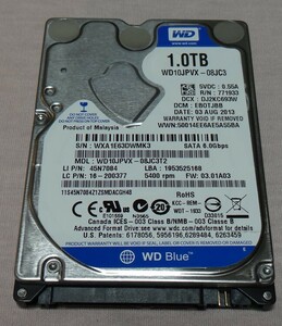 1.0TB HDD 2.5インチ　単品　WD Blue　完動品