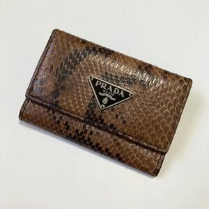 ★PRADA プラダ 6連 キーケース 三角ロゴ パイソン 中古【鑑定済み 本物保証】