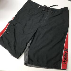 Hurley ハーレー ボードショーツ ブラック グレー レッド 34サイズ USA古着