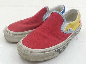 ◇ VANS ヴァンズ Style98 スリッポン シューズ サイズ23.5cm レッド系 マルチ レディース