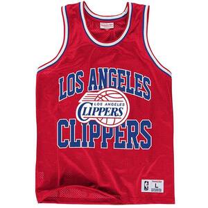 ラスト1 USA正規品 【M】 Mitchell&Ness ミッチェル&ネス NBA メッシュタンクトップ 赤 ロサンゼルス LA クリッパーズ CLIPPERS バスケット