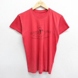 【30%OFF】S/古着 半袖 ビンテージ Tシャツ メンズ 90s CENTER TAGE クルーネック 赤 レッド 24may24 中古 3OF