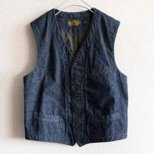 【美品】 RRL 【MITCHELL VEST (コットンヘンプベスト) 】 S デニム ダブルアールエル 2412783