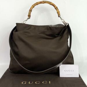 GUCCI グッチ ハンドバッグ 2way バンブー ナイロン ブラウン g00341