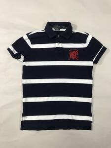 古着 14449 Sサイズ 半袖 ポロ シャツ ボーダー 紺 白 polo ralph lauren ポロ ラルフ ローレン 