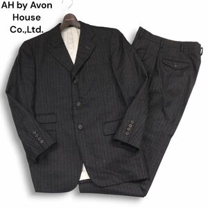 Avon House エーボンハウス 秋冬 総裏★ 3B ストライプ ウール セットアップ スーツ Sz.92A-5　78　メンズ グレー ビジネス　I4T02462_8#B