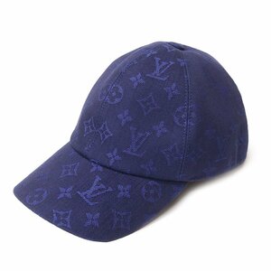 （新品・未使用品）ルイ ヴィトン LOUIS VUIITON キャップ モノグラム エッセンシャル 帽子 60 コットン ブルー 青 M77590 シルバー金具