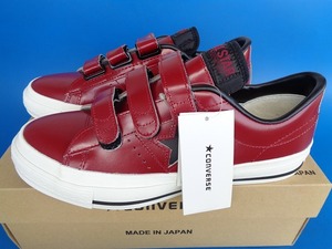 14317■新品 デッド 希少カラー 日本製 converse ワンスター J ベルクロ V-3 BURGUN/BLK バーガンディ レザー 箱付き 8 26.5 