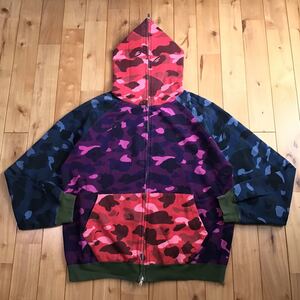 Crazy color camo フルジップ パーカー Lサイズ a bathing ape bape full zip hoodie エイプ ベイプ アベイシングエイプ 迷彩 nigo wx787