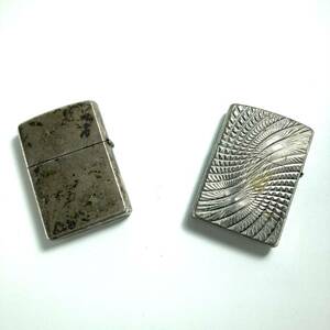 SH★ 1円スタート ZIPPO ジッポー ジッポ オイルライター 喫煙具 ライター 2個 セット SKALL MARKET 火花確認済み