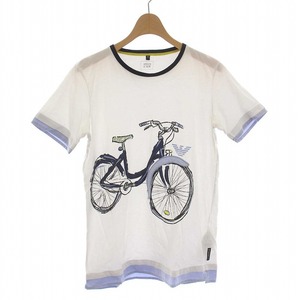 アルマーニ ジュニア ARMANI Jr Tシャツ カットソー クルーネック 自転車デザイン プリント 半袖 16A 175cm 白 ホワイト /YM キッズ