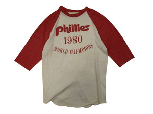 USA購入☆USA製 Philadelphia Phillies フィラデルフィア フィリーズ 1980年 WORLD CHAMPIONS ワールドチャンピオン 3/4ラグランTシャツ L