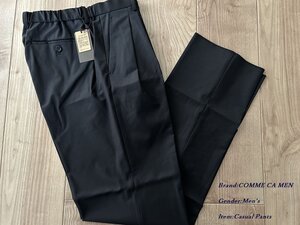 新品 COMME CA MEN コムサメン 2WAYストレッチ ウールトロ 2タックワイドパンツ 05ブラック Sサイズ 13PI08 定価36,300円